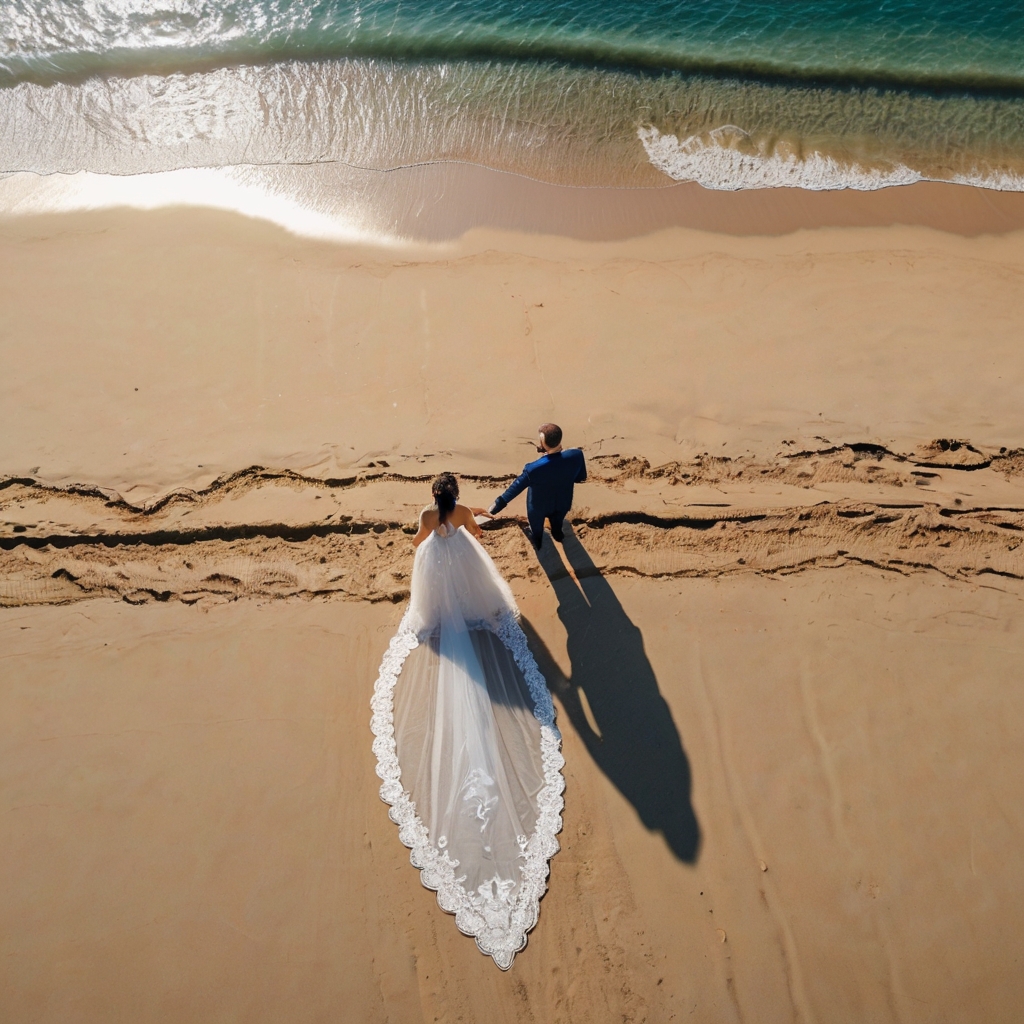 Prise de vue aérienne d'un mariage